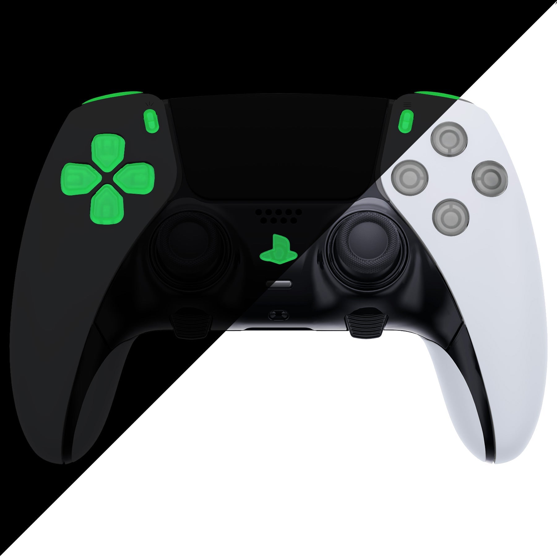eXtremeRate Replacement Full Set Buttons Compatible with PS5 Edge Controller - Glow in Dark - Green eXtremeRate