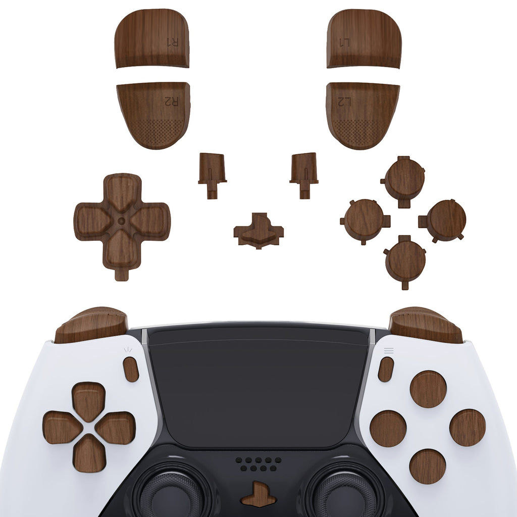 eXtremeRate Replacement Full Set Buttons Compatible with PS5 Edge Controller - Wood Grain eXtremeRate