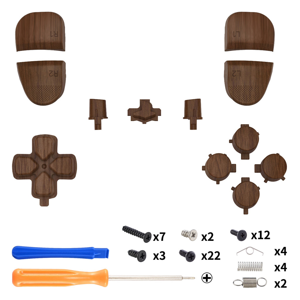 eXtremeRate Replacement Full Set Buttons Compatible with PS5 Edge Controller - Wood Grain eXtremeRate
