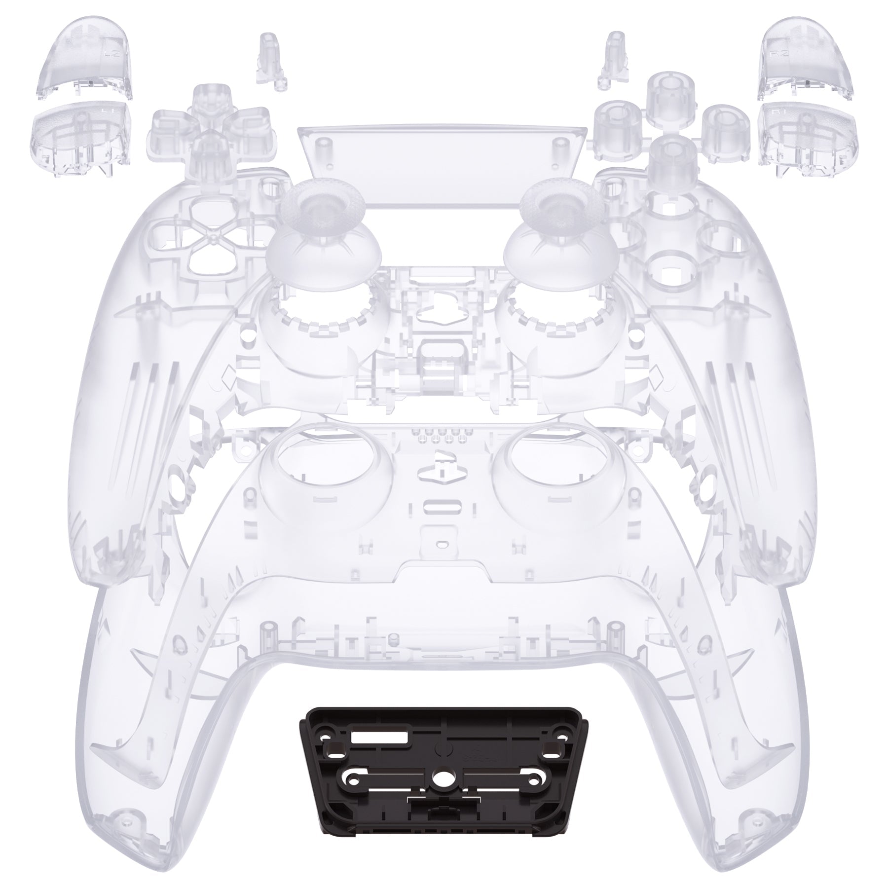 eXtremeRate Replacement Full Set Shells with Buttons Compatible with PS5 Controller BDM-010/020 - Clear eXtremeRate