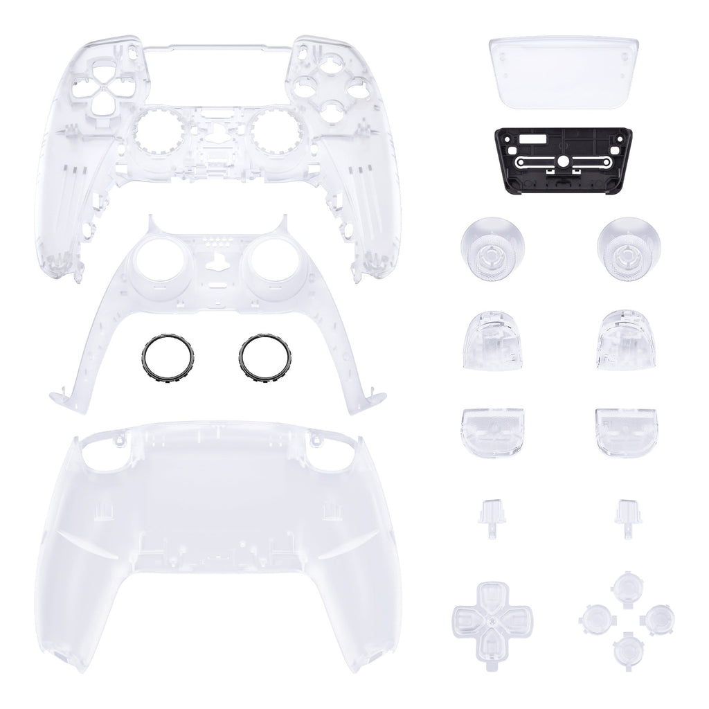 eXtremeRate Replacement Full Set Shells with Buttons Compatible with PS5 Controller BDM-010/020 - Clear eXtremeRate