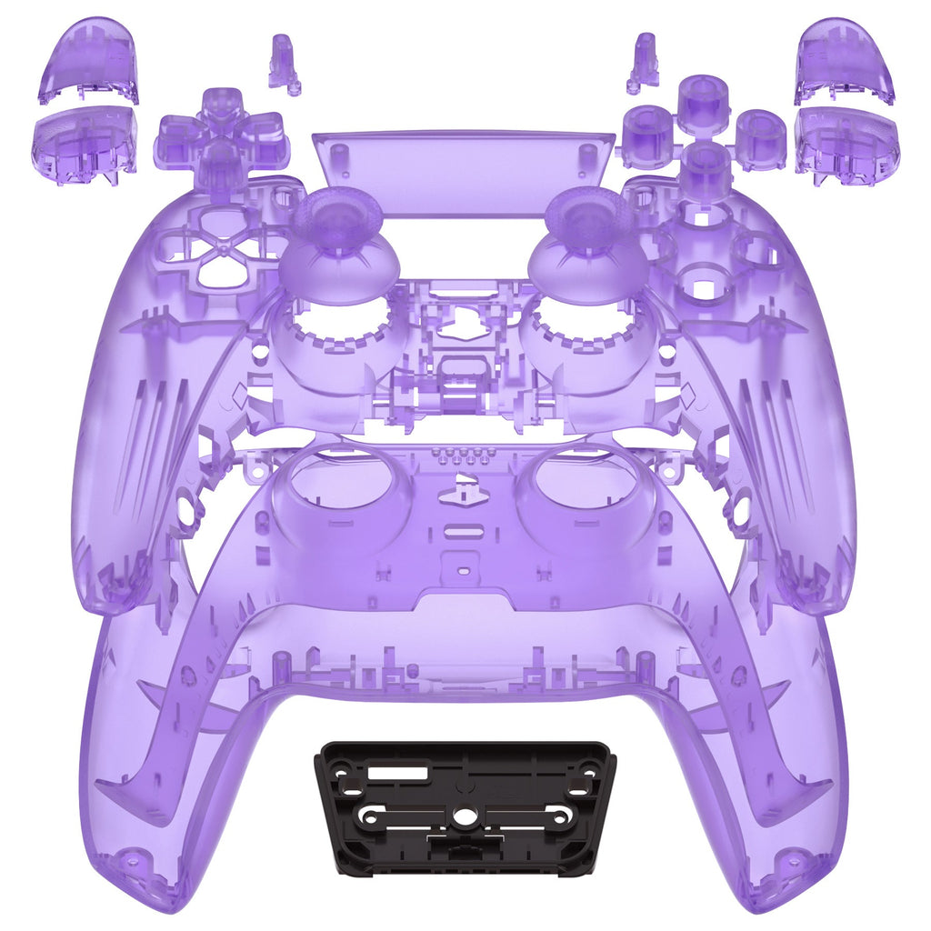 eXtremeRate Replacement Full Set Shells with Buttons Compatible with PS5 Controller BDM-010/020 - Clear Atomic Purple eXtremeRate
