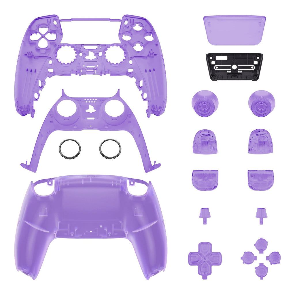 eXtremeRate Replacement Full Set Shells with Buttons Compatible with PS5 Controller BDM-010/020 - Clear Atomic Purple eXtremeRate