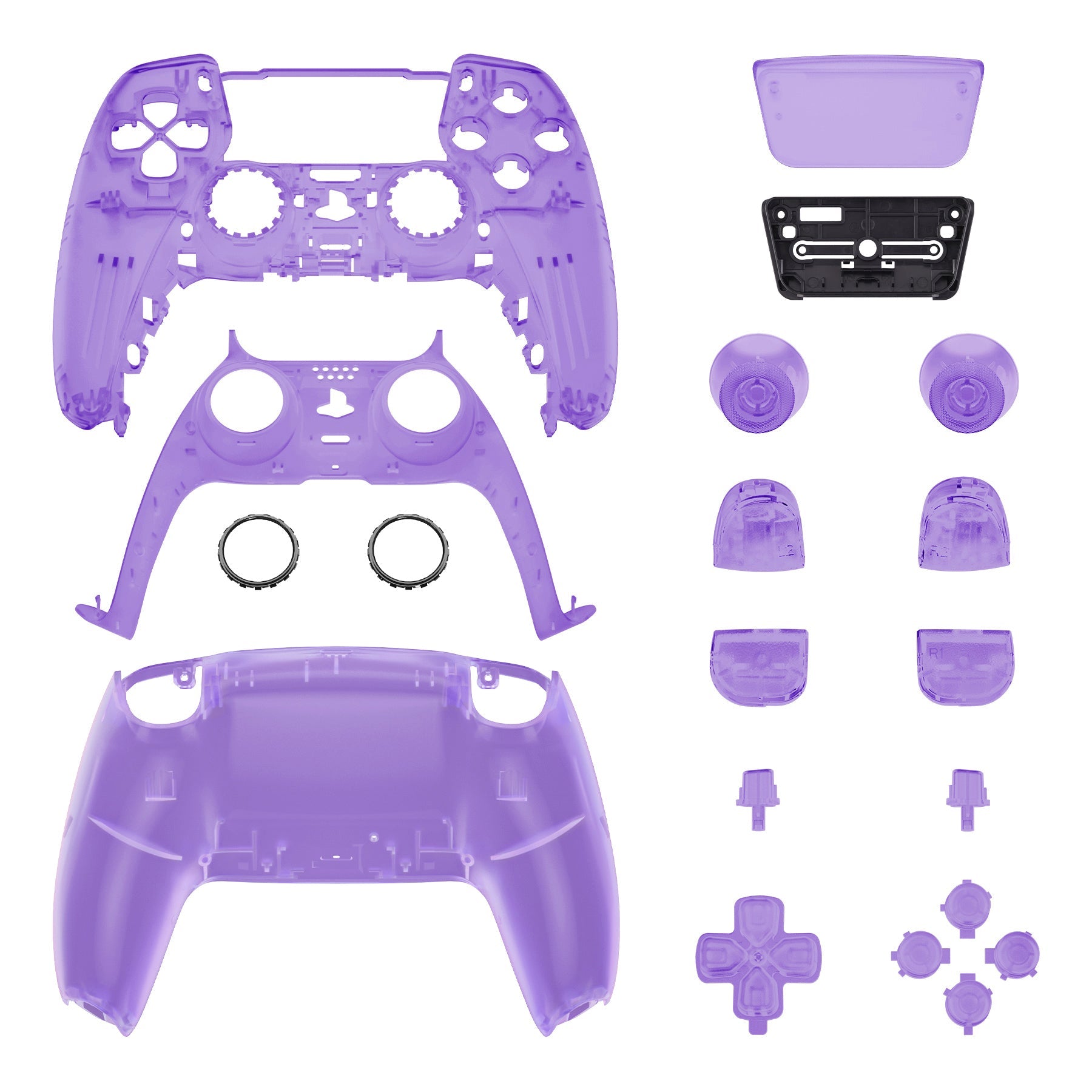 eXtremeRate Replacement Full Set Shells with Buttons Compatible with PS5 Controller BDM-010/020 - Clear Atomic Purple eXtremeRate