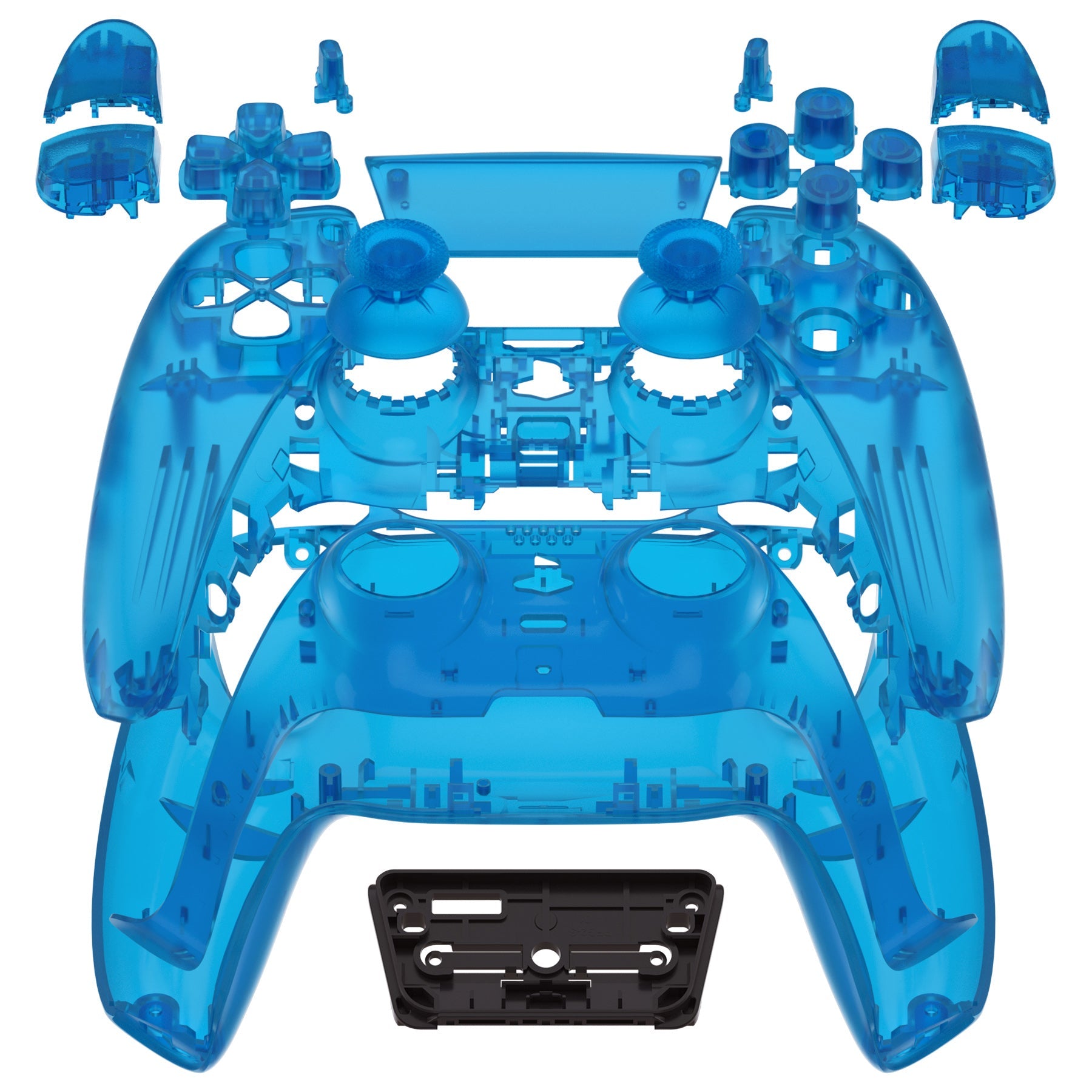 eXtremeRate Replacement Full Set Shells with Buttons Compatible with PS5 Controller BDM-010/020 - Clear Blue eXtremeRate