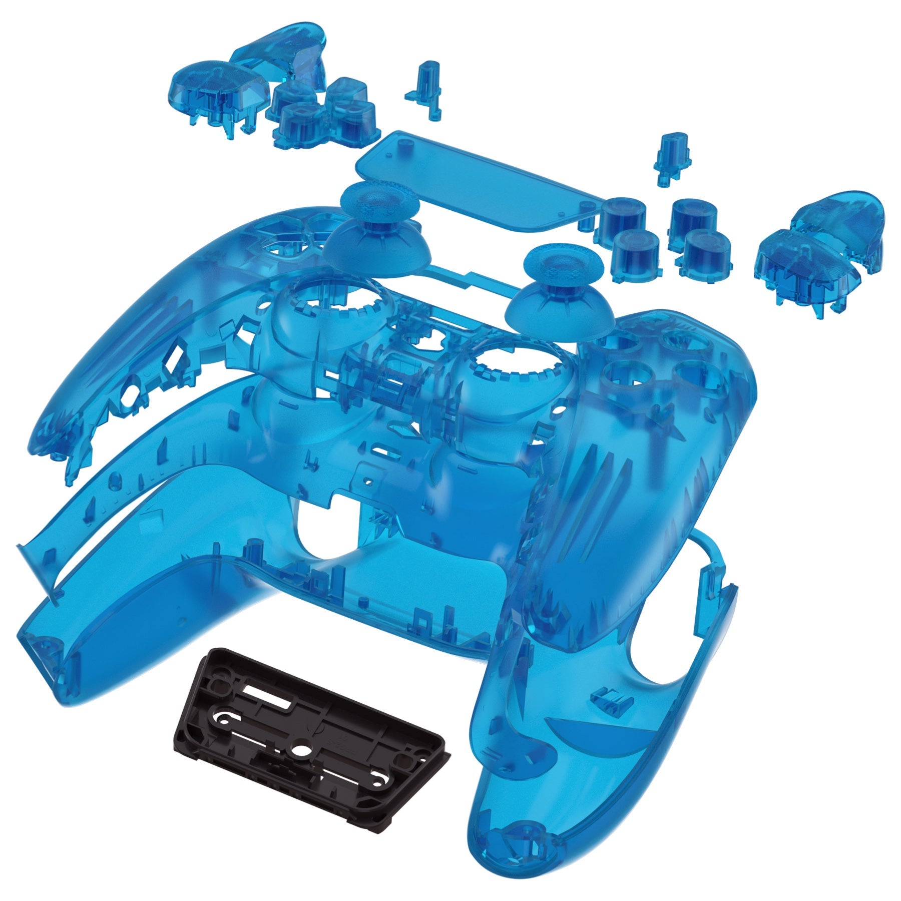 eXtremeRate Replacement Full Set Shells with Buttons Compatible with PS5 Controller BDM-010/020 - Clear Blue eXtremeRate