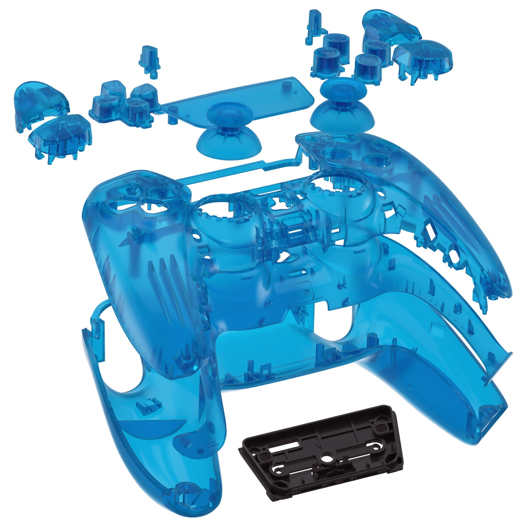 eXtremeRate Replacement Full Set Shells with Buttons Compatible with PS5 Controller BDM-010/020 - Clear Blue eXtremeRate