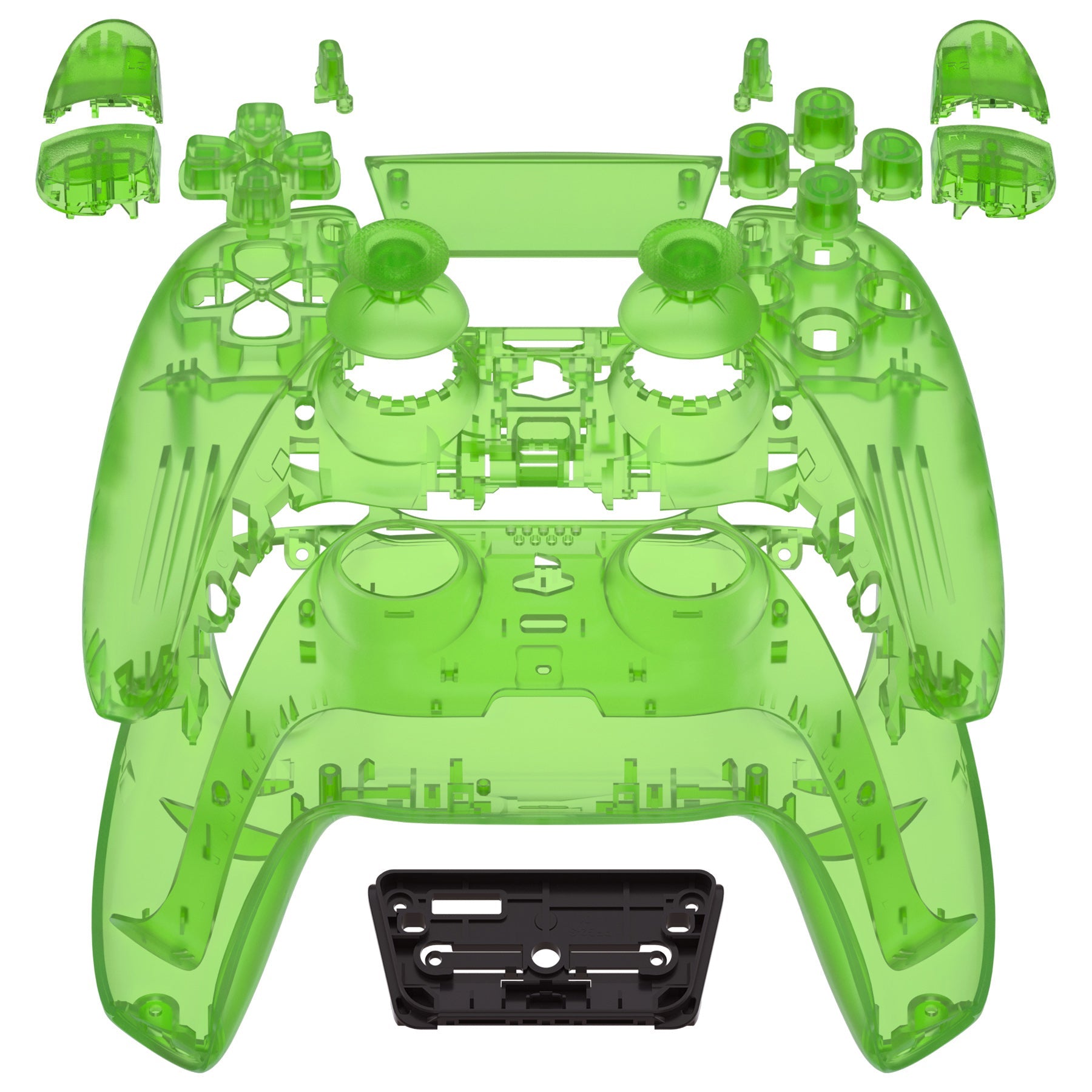 eXtremeRate Replacement Full Set Shells with Buttons Compatible with PS5 Controller BDM-010/020 - Clear Green eXtremeRate