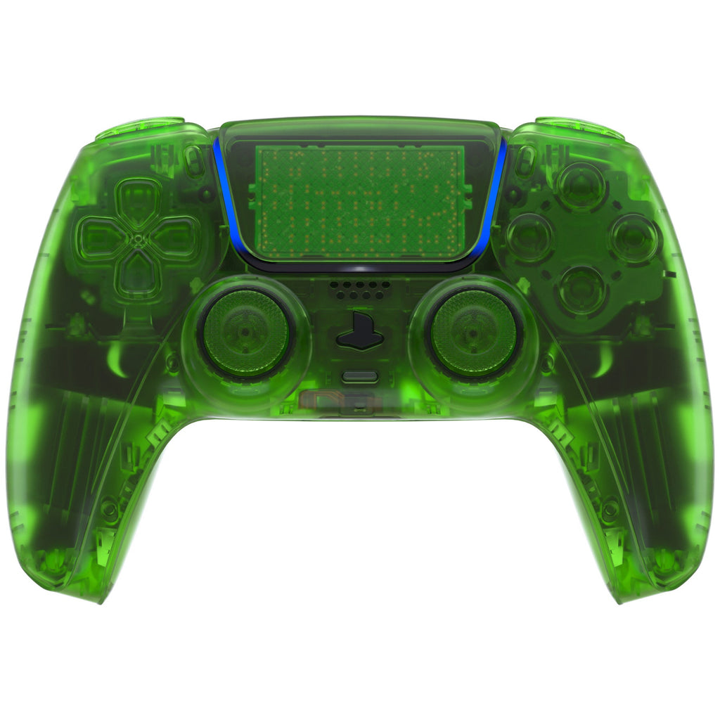 eXtremeRate Replacement Full Set Shells with Buttons Compatible with PS5 Controller BDM-010/020 - Clear Green eXtremeRate