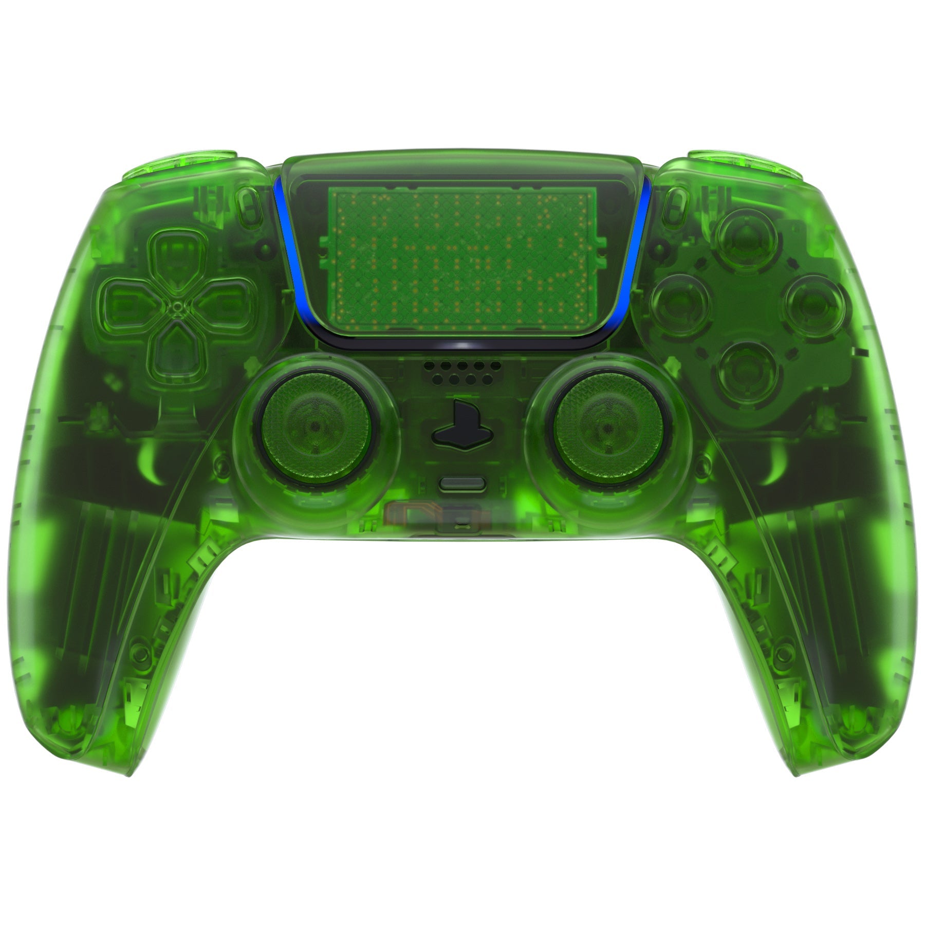 eXtremeRate Replacement Full Set Shells with Buttons Compatible with PS5 Controller BDM-010/020 - Clear Green eXtremeRate