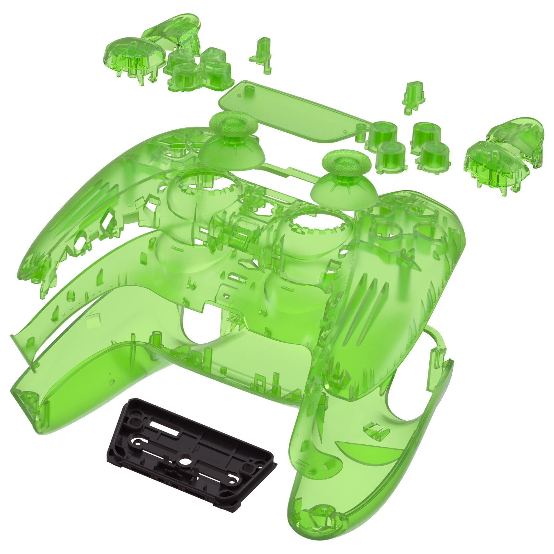 eXtremeRate Replacement Full Set Shells with Buttons Compatible with PS5 Controller BDM-010/020 - Clear Green eXtremeRate