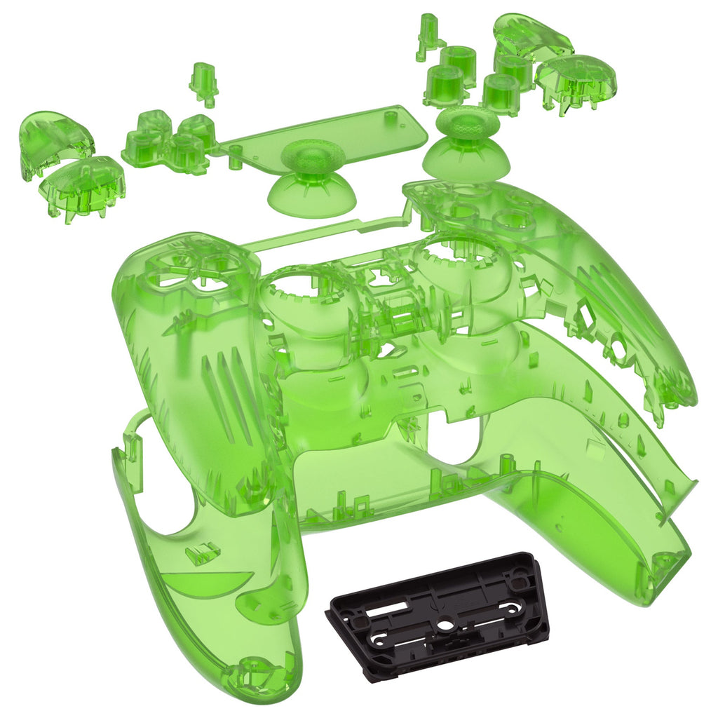 eXtremeRate Replacement Full Set Shells with Buttons Compatible with PS5 Controller BDM-010/020 - Clear Green eXtremeRate