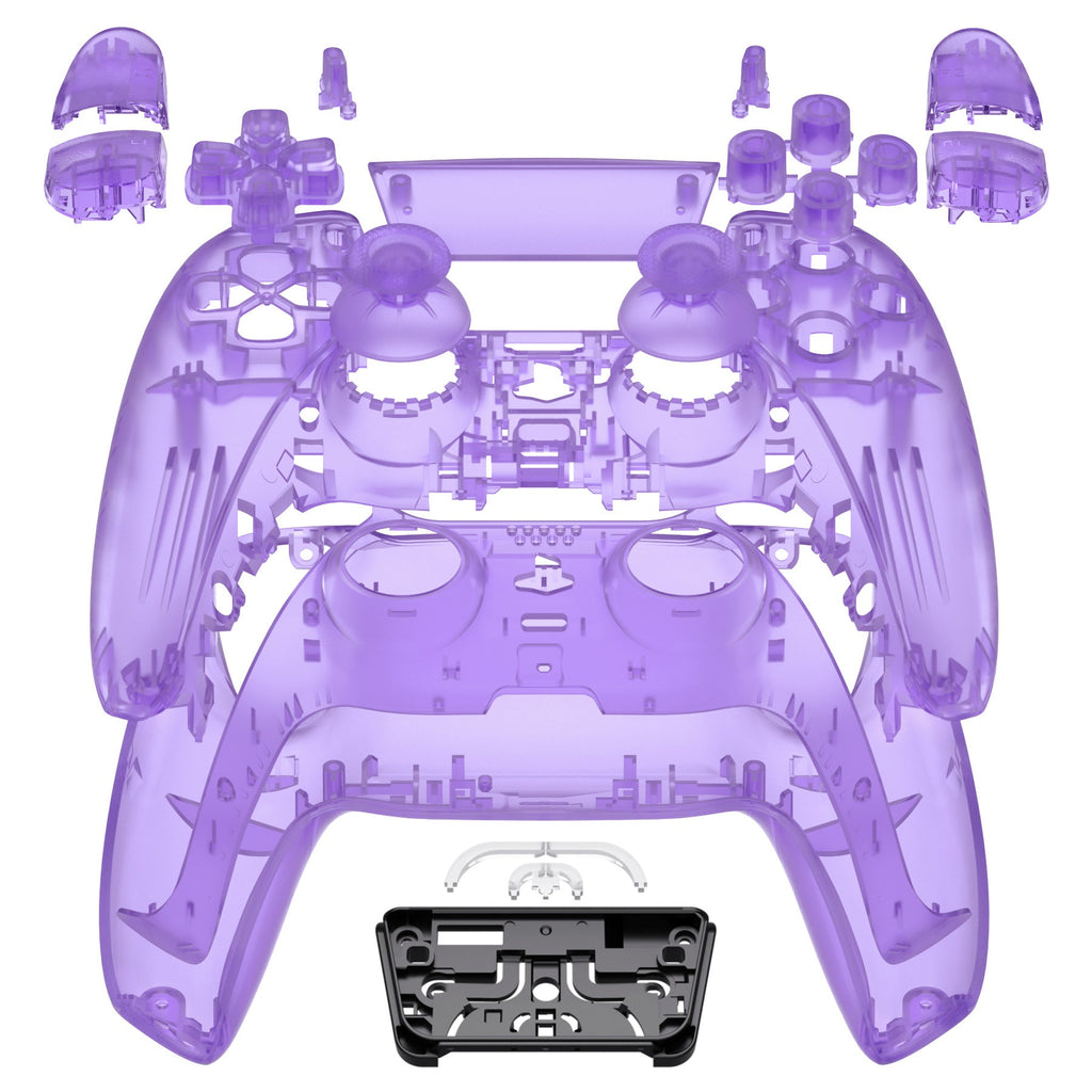 eXtremeRate Replacement Full Set Shells with Buttons Compatible with PS5 Controller BDM-030/040/050 - Clear Atomic Purple eXtremeRate