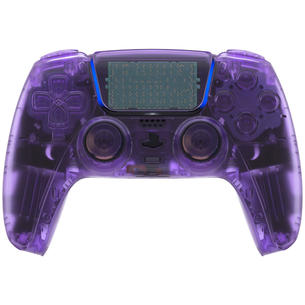 eXtremeRate Replacement Full Set Shells with Buttons Compatible with PS5 Controller BDM-030/040/050 - Clear Atomic Purple eXtremeRate