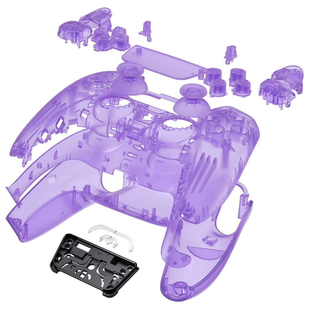 eXtremeRate Replacement Full Set Shells with Buttons Compatible with PS5 Controller BDM-030/040/050 - Clear Atomic Purple eXtremeRate