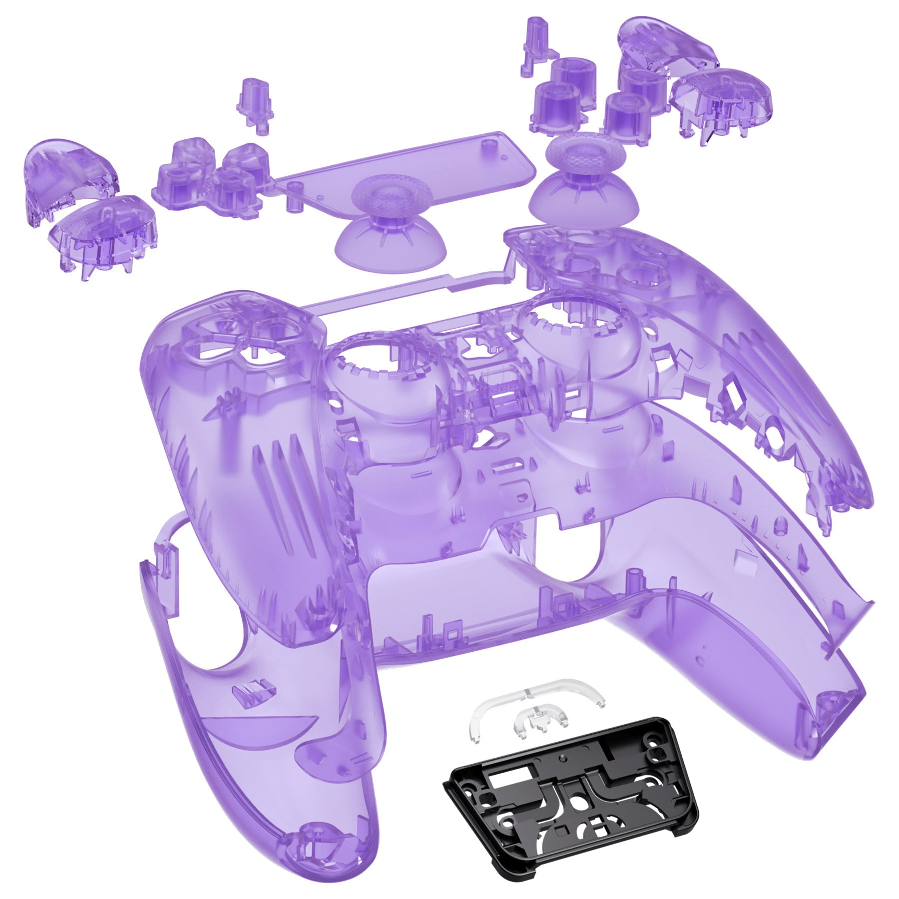 eXtremeRate Replacement Full Set Shells with Buttons Compatible with PS5 Controller BDM-030/040/050 - Clear Atomic Purple eXtremeRate