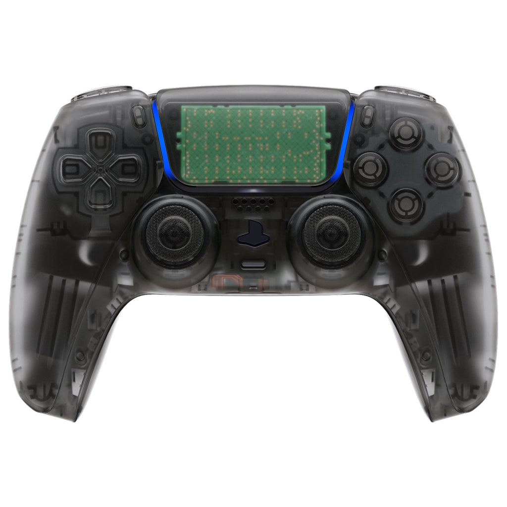 eXtremeRate Replacement Full Set Shells with Buttons Compatible with PS5 Controller BDM-030/040/050/060 - Clear Black eXtremeRate