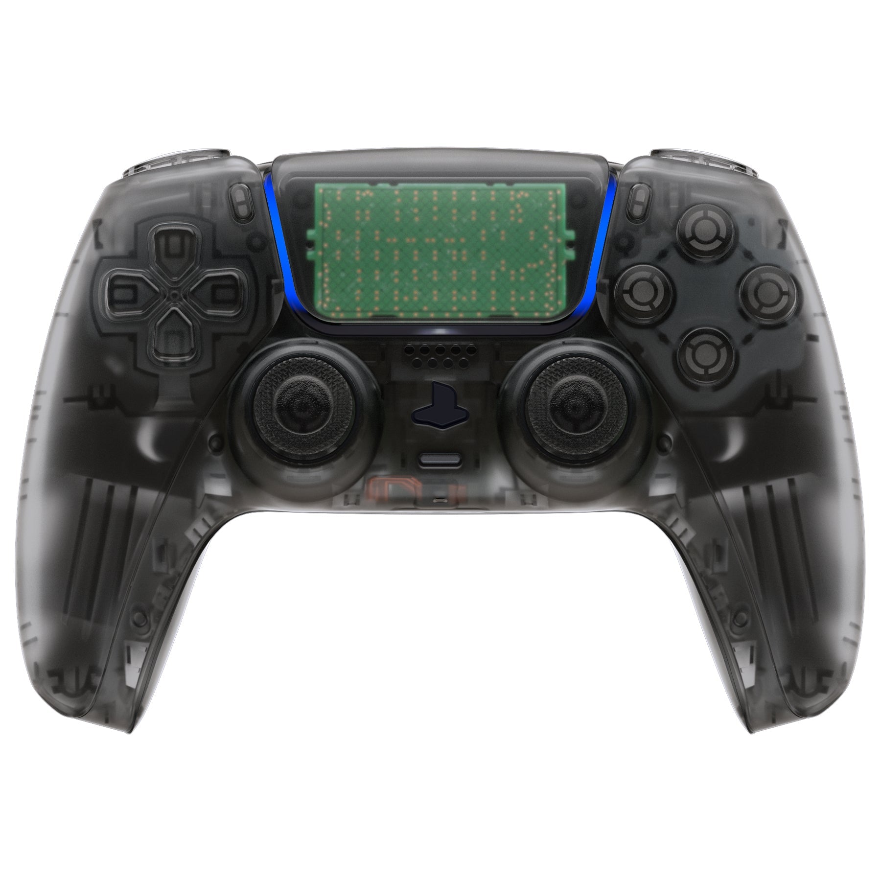 eXtremeRate Replacement Full Set Shells with Buttons Compatible with PS5 Controller BDM-030/040/050/060 - Clear Black eXtremeRate