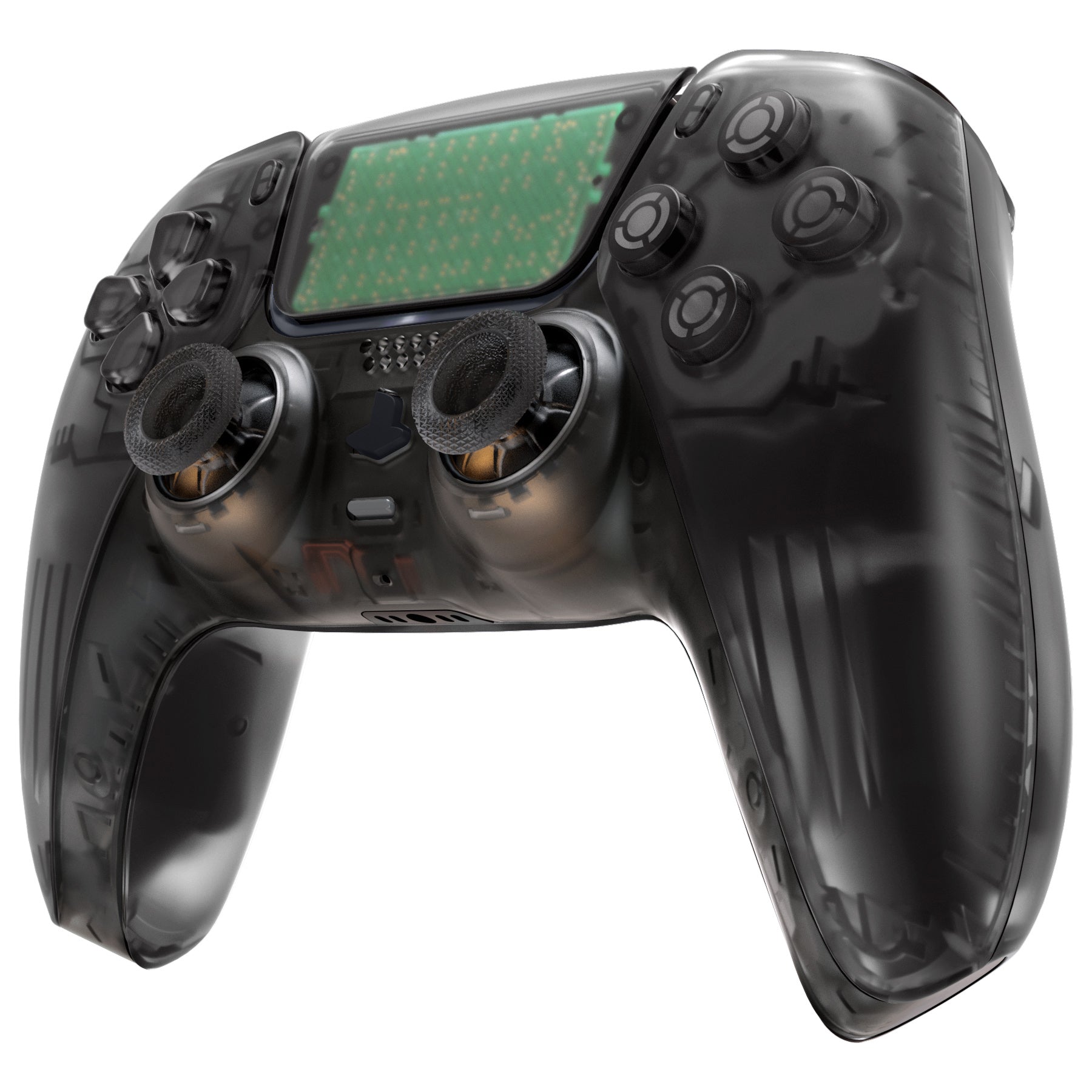 eXtremeRate Replacement Full Set Shells with Buttons Compatible with PS5 Controller BDM-030/040/050/060 - Clear Black eXtremeRate