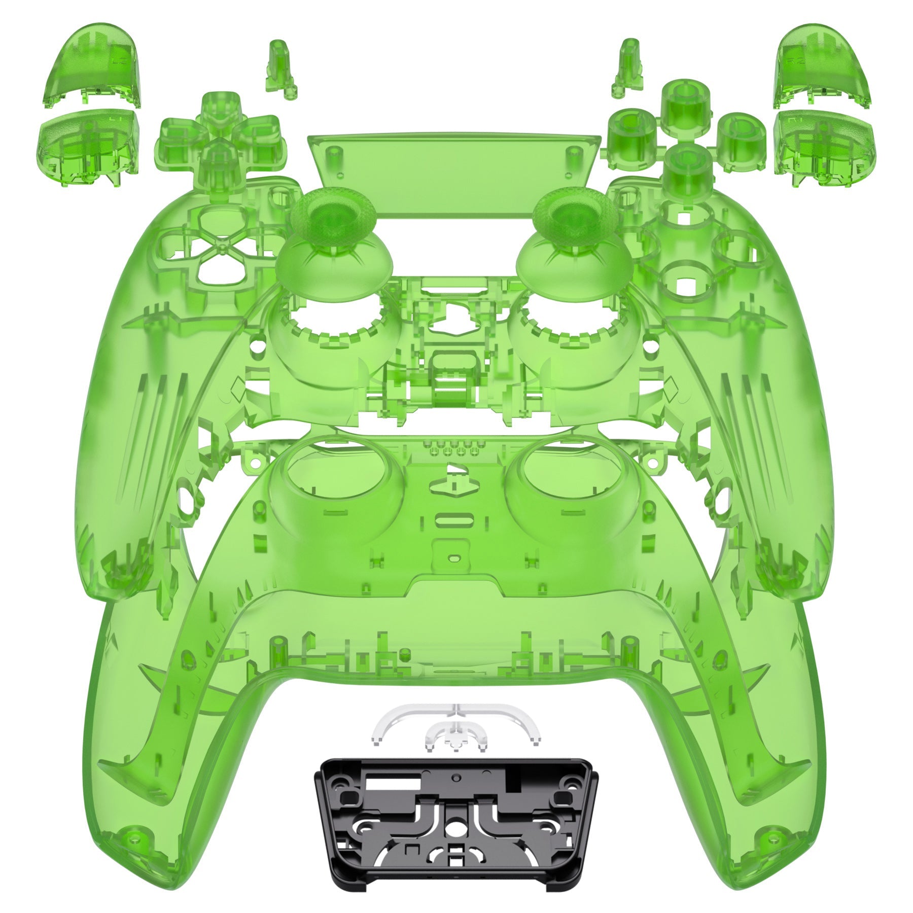 eXtremeRate Replacement Full Set Shells with Buttons Compatible with PS5 Controller BDM-030/040/050 - Clear Green eXtremeRate