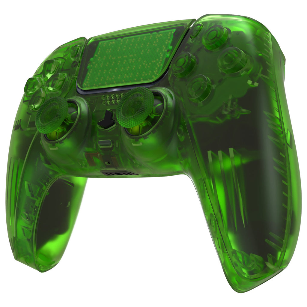 eXtremeRate Replacement Full Set Shells with Buttons Compatible with PS5 Controller BDM-030/040/050 - Clear Green eXtremeRate