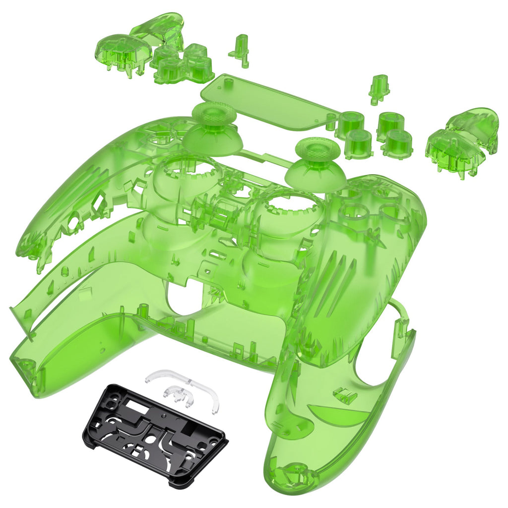 eXtremeRate Replacement Full Set Shells with Buttons Compatible with PS5 Controller BDM-030/040/050 - Clear Green eXtremeRate