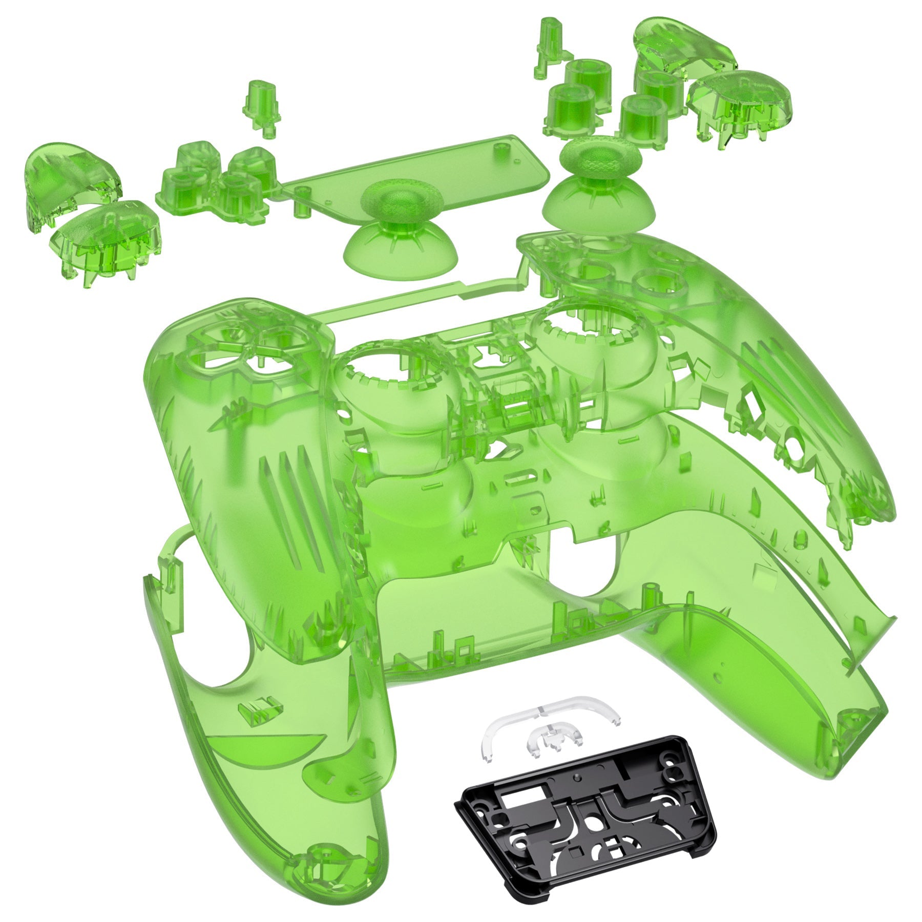 eXtremeRate Replacement Full Set Shells with Buttons Compatible with PS5 Controller BDM-030/040/050 - Clear Green eXtremeRate