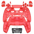 eXtremeRate Replacement Full Set Shells with Buttons Compatible with PS5 Controller BDM-030/040/050 - Clear Red eXtremeRate