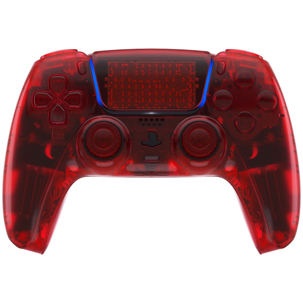 eXtremeRate Replacement Full Set Shells with Buttons Compatible with PS5 Controller BDM-030/040/050 - Clear Red eXtremeRate