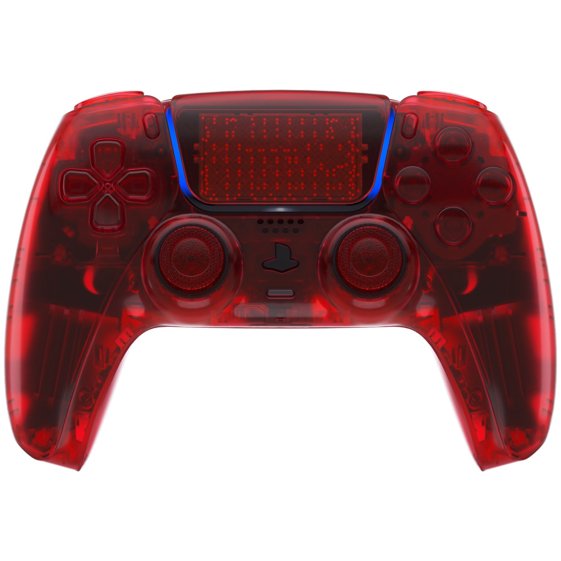 eXtremeRate Replacement Full Set Shells with Buttons Compatible with PS5 Controller BDM-030/040/050 - Clear Red eXtremeRate
