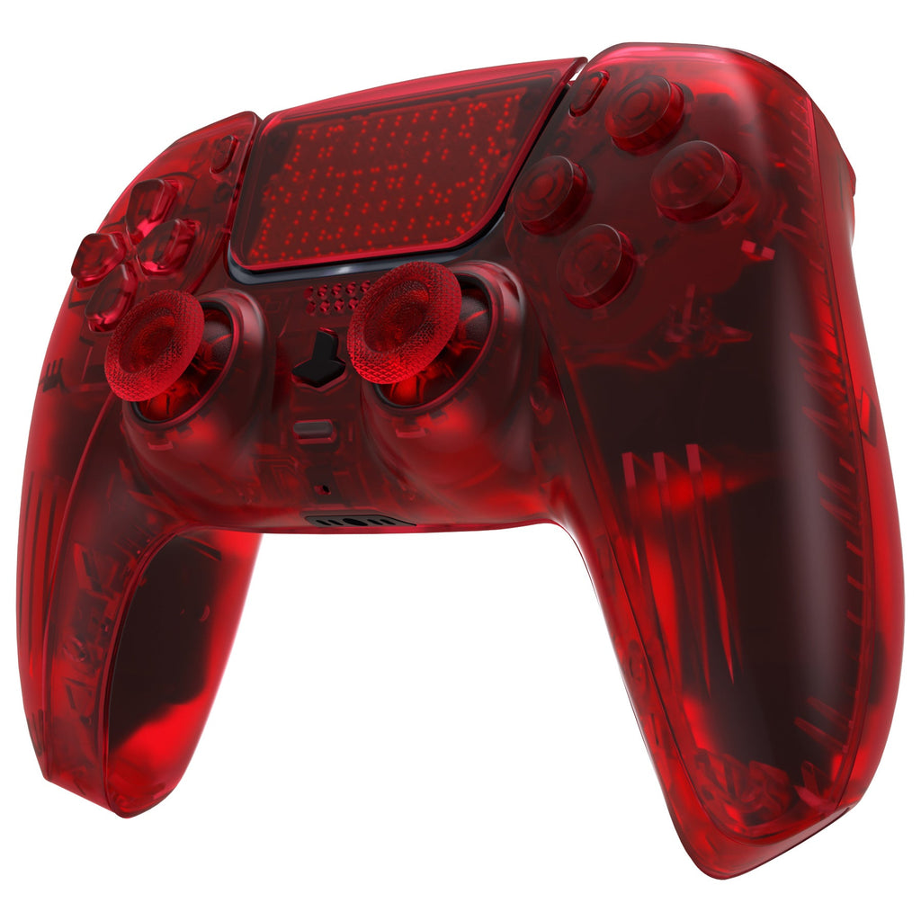 eXtremeRate Replacement Full Set Shells with Buttons Compatible with PS5 Controller BDM-030/040/050 - Clear Red eXtremeRate