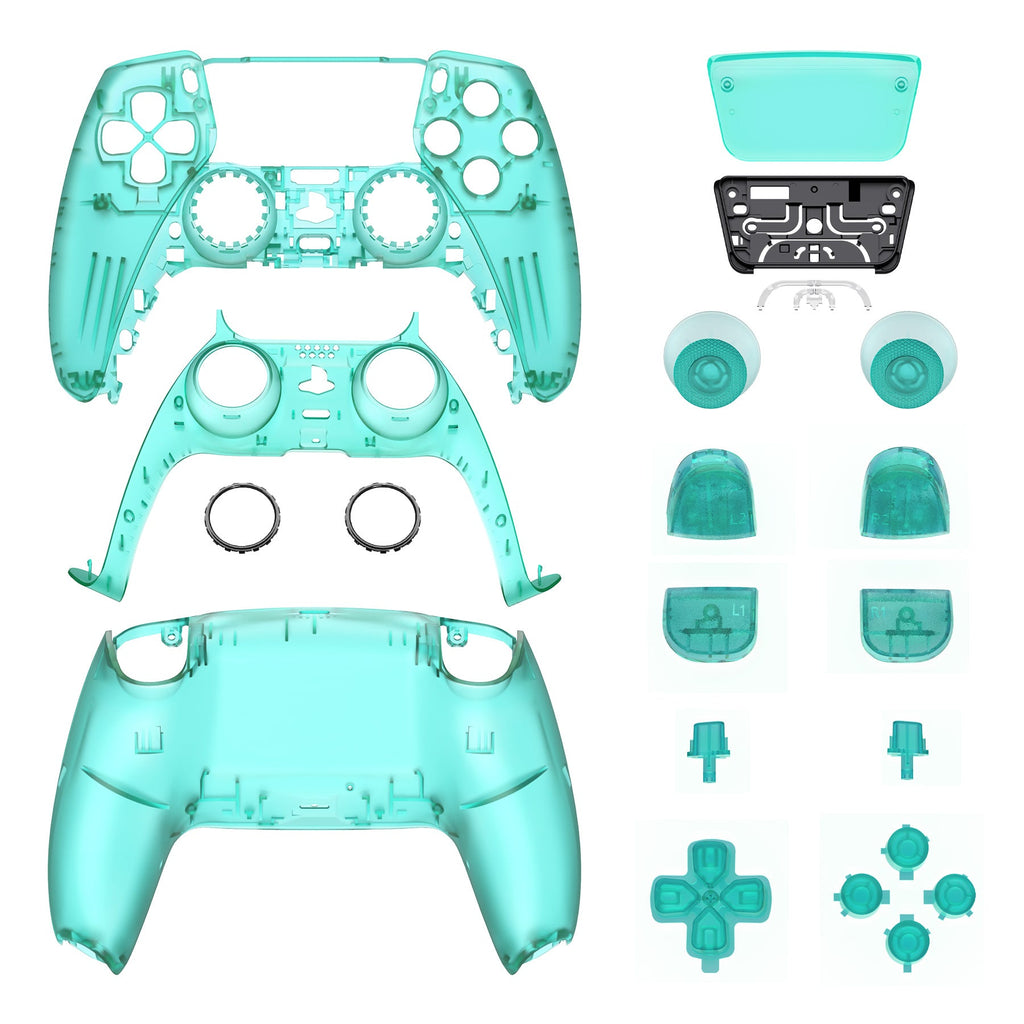 eXtremeRate Replacement Full Set Shells with Buttons Compatible with PS5 Controller BDM-030/040/050 - Emerald Green eXtremeRate