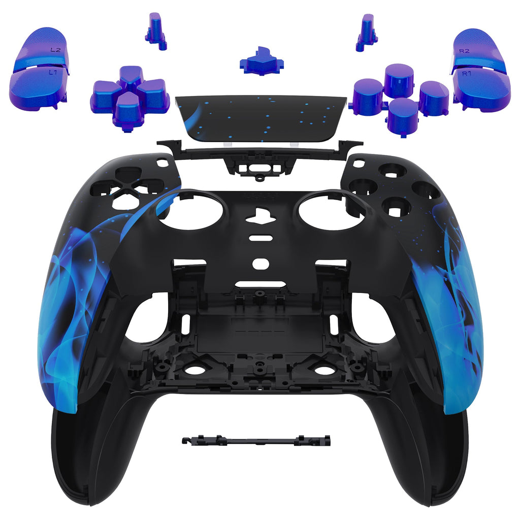 eXtremeRate Replacement Full Set Shells with Buttons Compatible with PS5 Edge Controller - Blue Flame eXtremeRate