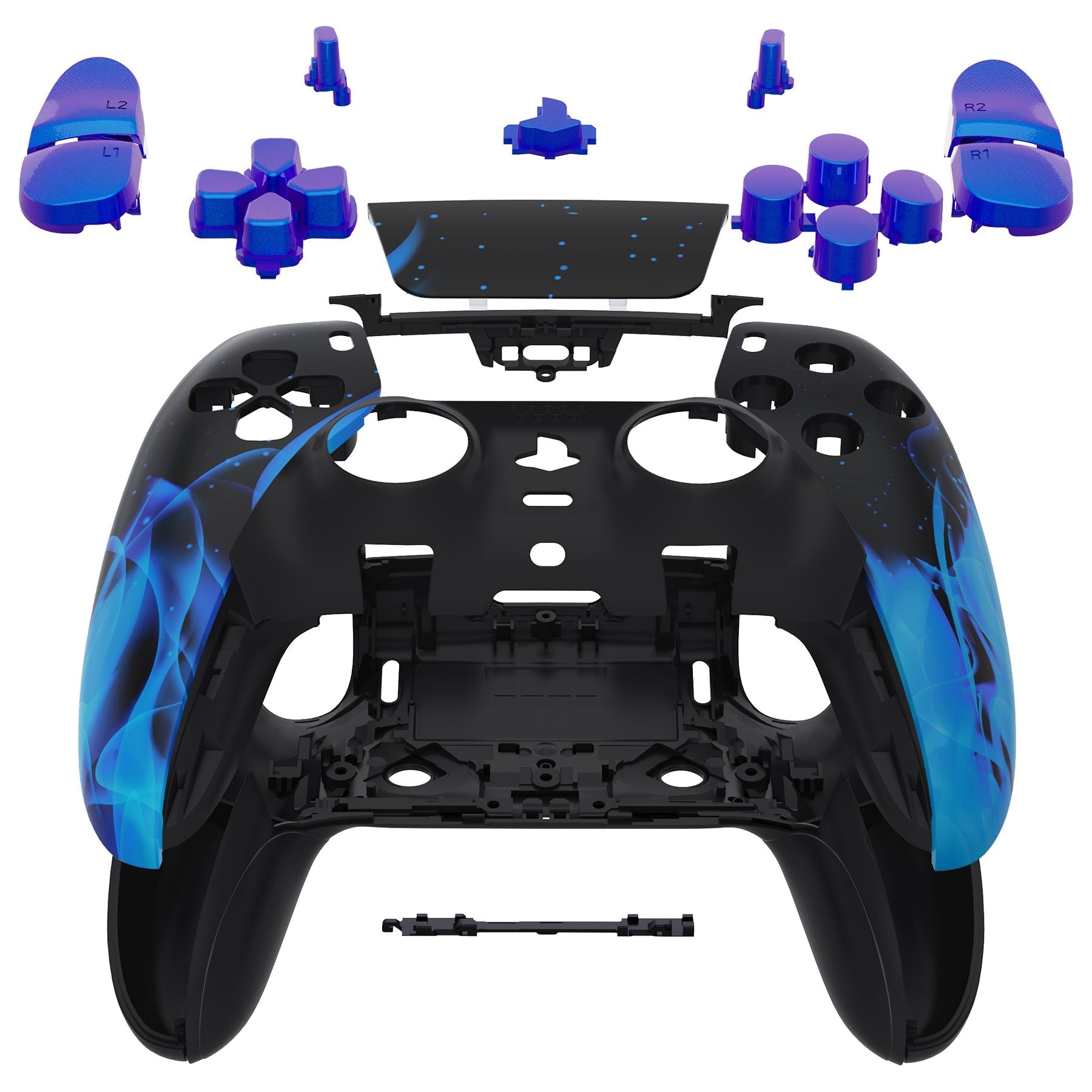 eXtremeRate Replacement Full Set Shells with Buttons Compatible with PS5 Edge Controller - Blue Flame eXtremeRate