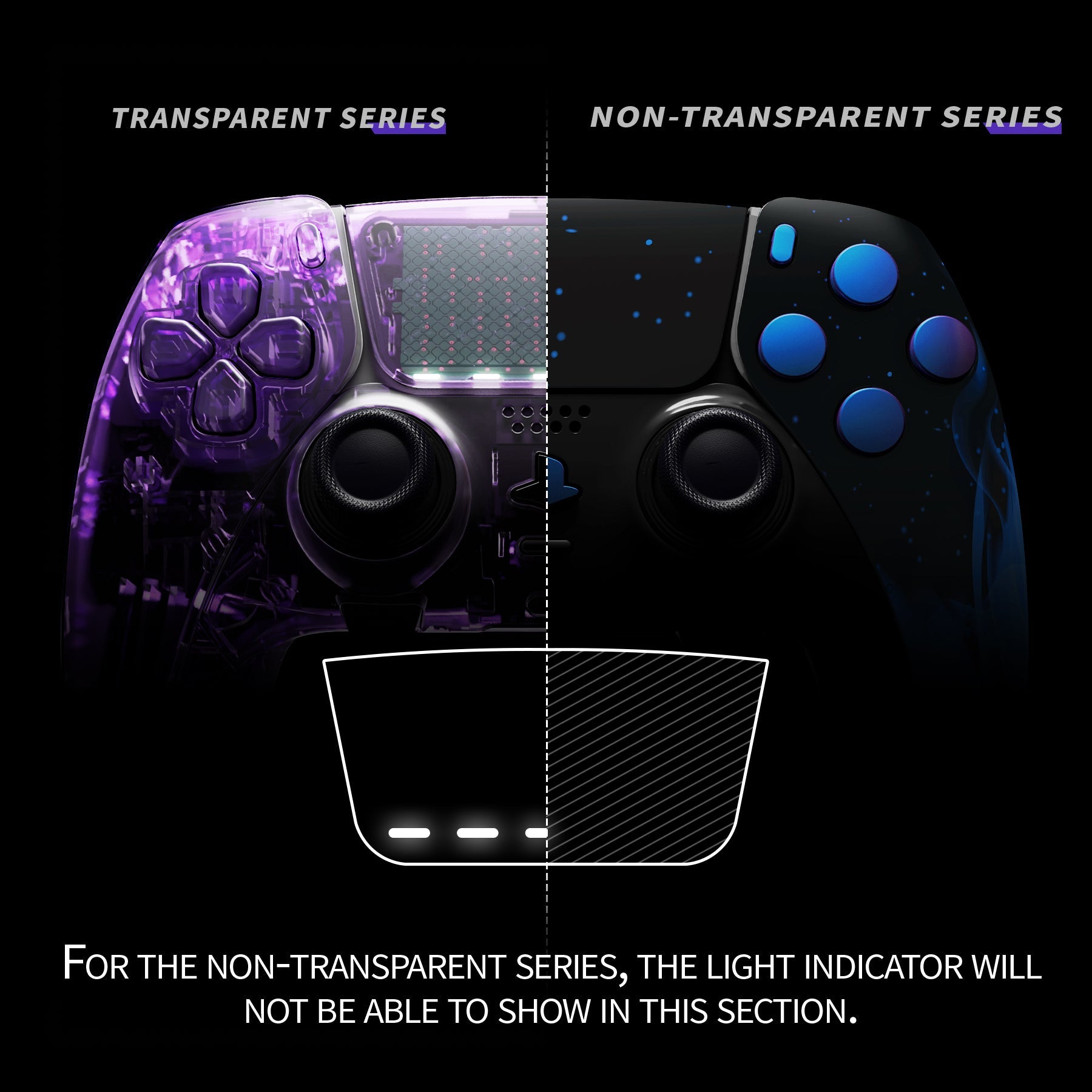 eXtremeRate Replacement Full Set Shells with Buttons Compatible with PS5 Edge Controller - Blue Flame eXtremeRate