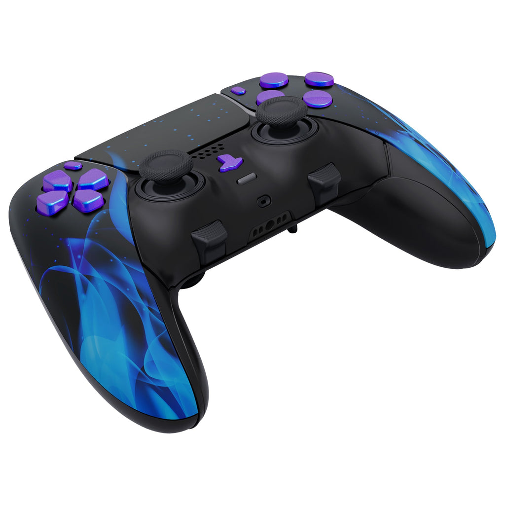 eXtremeRate Replacement Full Set Shells with Buttons Compatible with PS5 Edge Controller - Blue Flame eXtremeRate
