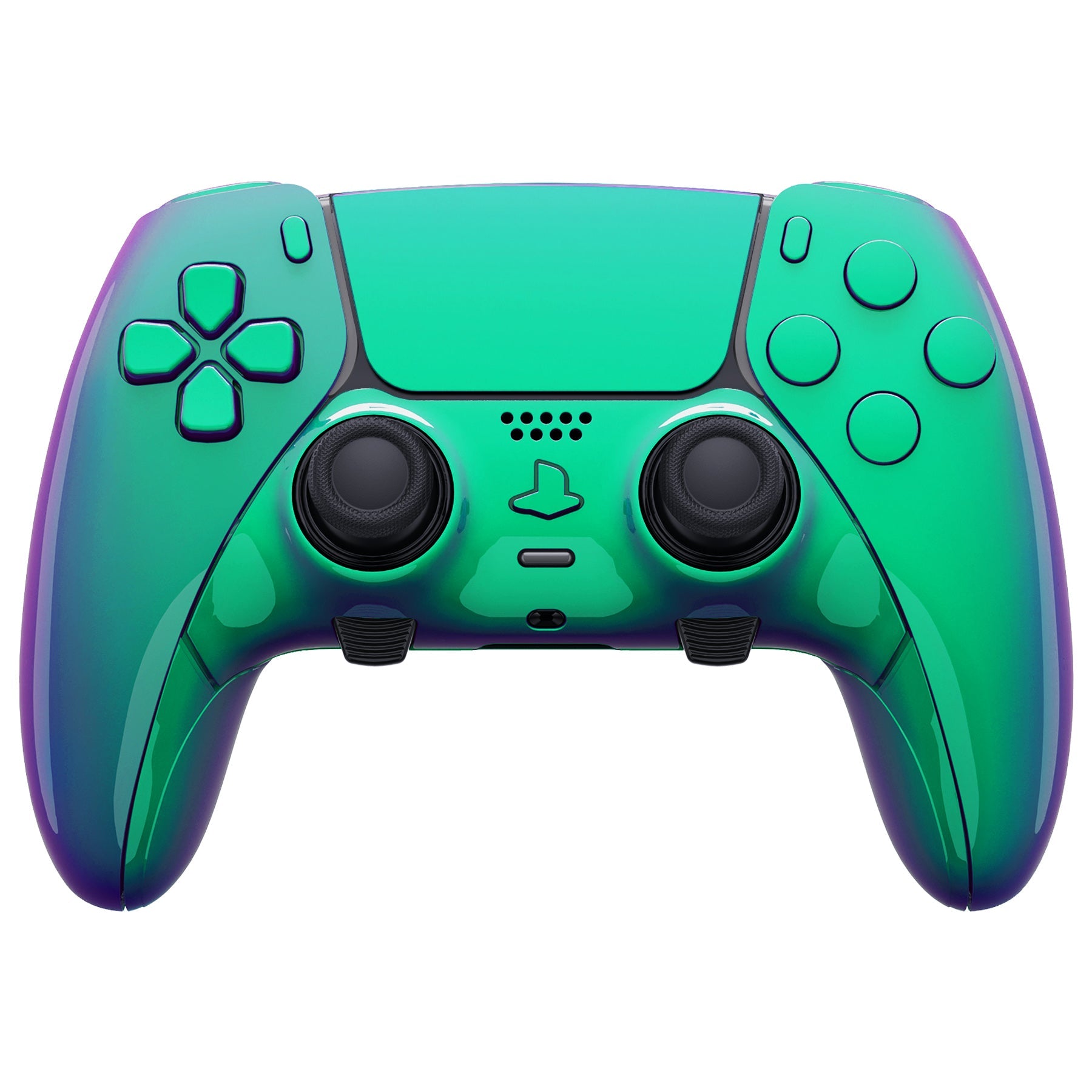eXtremeRate Replacement Full Set Shells with Buttons Compatible with PS5 Edge Controller - Chameleon Green Purple eXtremeRate