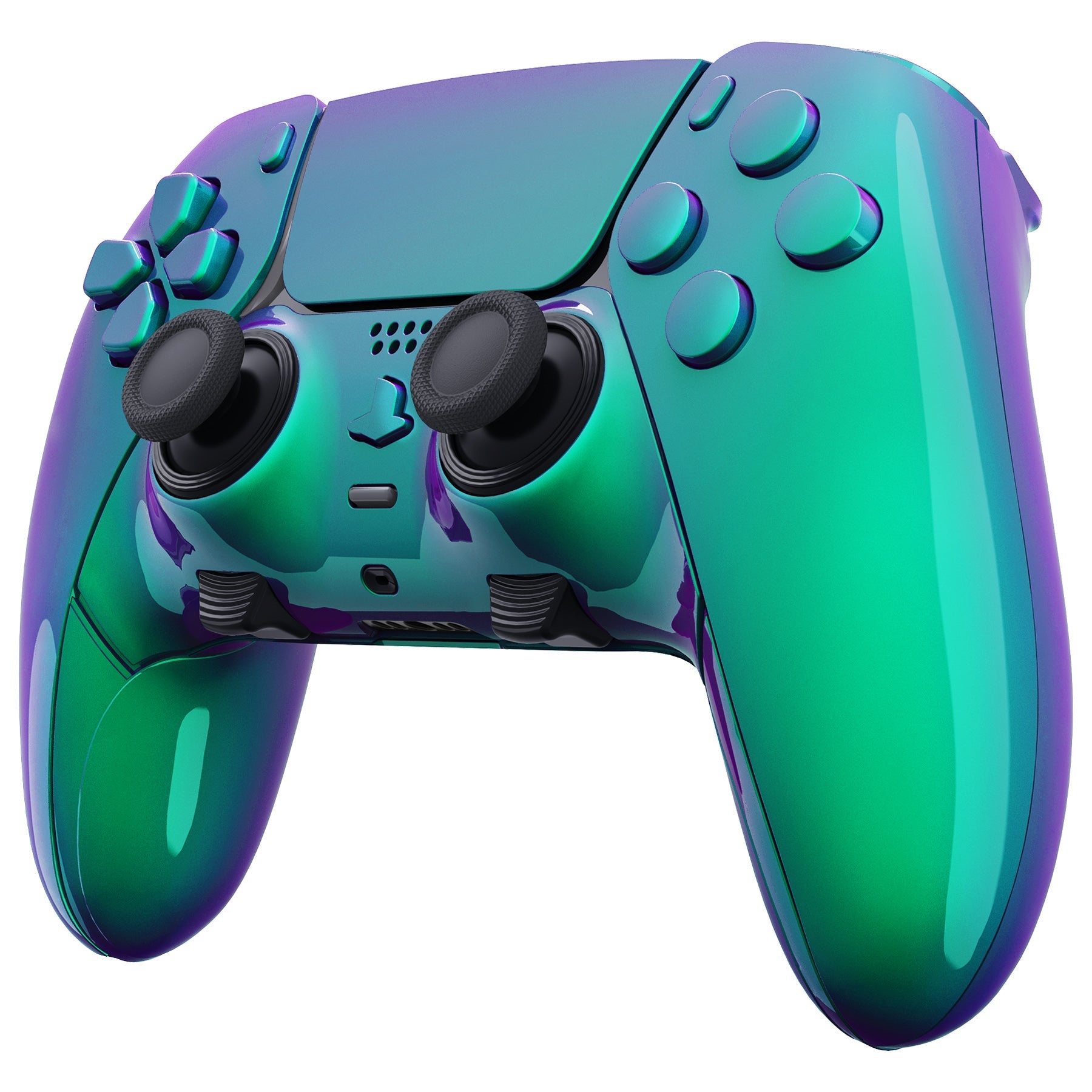 eXtremeRate Replacement Full Set Shells with Buttons Compatible with PS5 Edge Controller - Chameleon Green Purple eXtremeRate