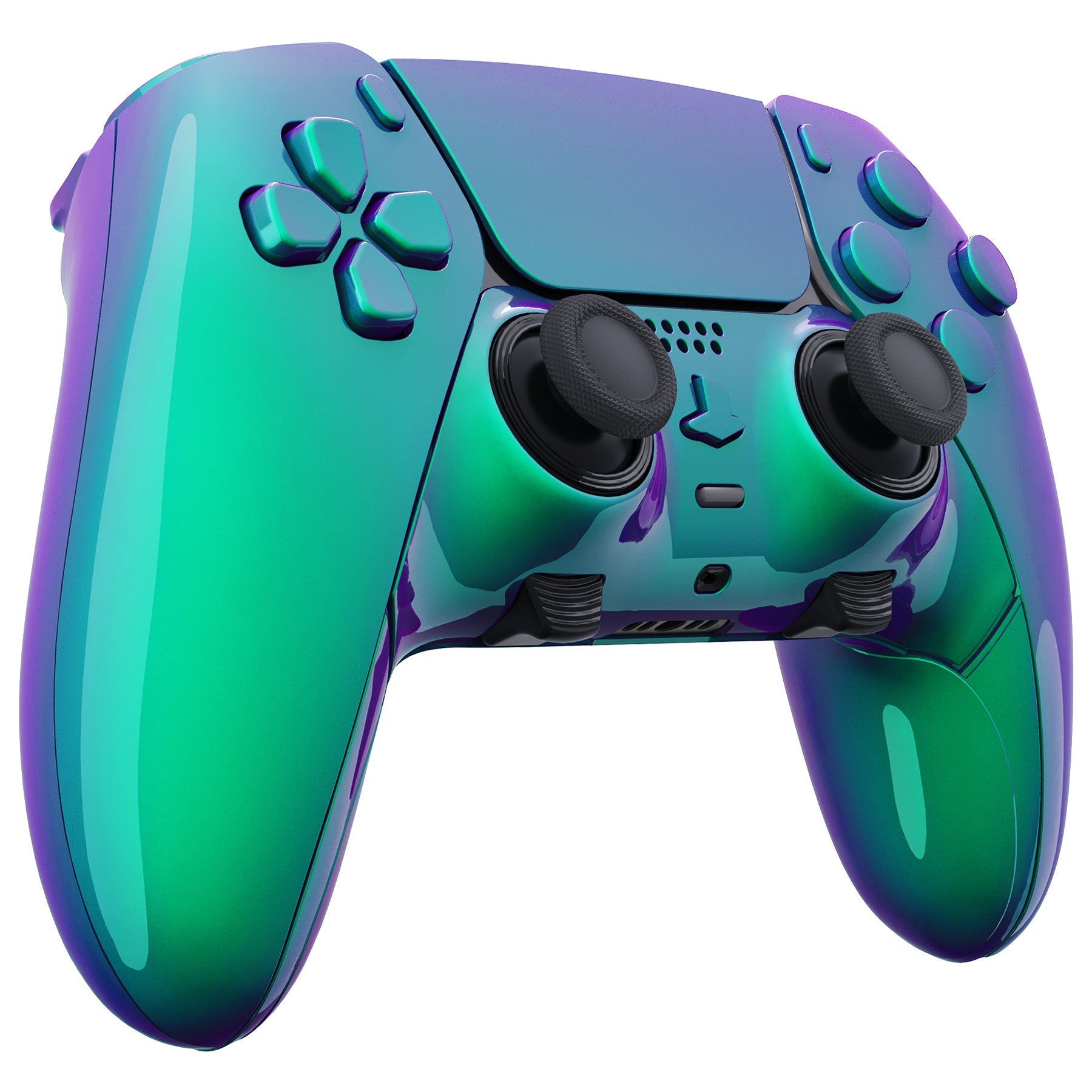 eXtremeRate Replacement Full Set Shells with Buttons Compatible with PS5 Edge Controller - Chameleon Green Purple eXtremeRate