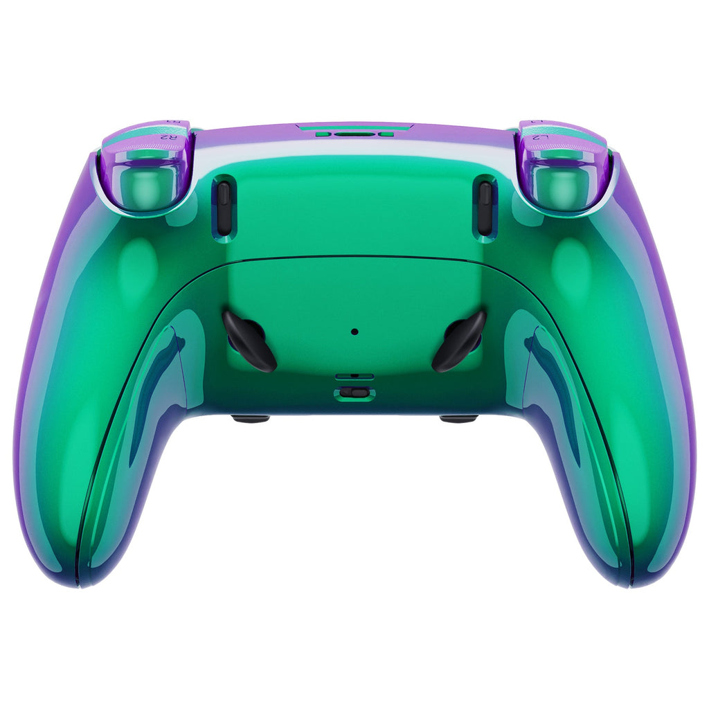 eXtremeRate Replacement Full Set Shells with Buttons Compatible with PS5 Edge Controller - Chameleon Green Purple eXtremeRate