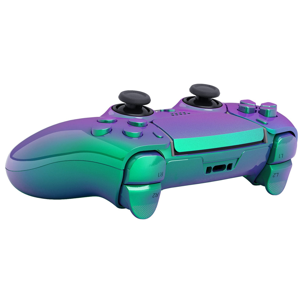 eXtremeRate Replacement Full Set Shells with Buttons Compatible with PS5 Edge Controller - Chameleon Green Purple eXtremeRate