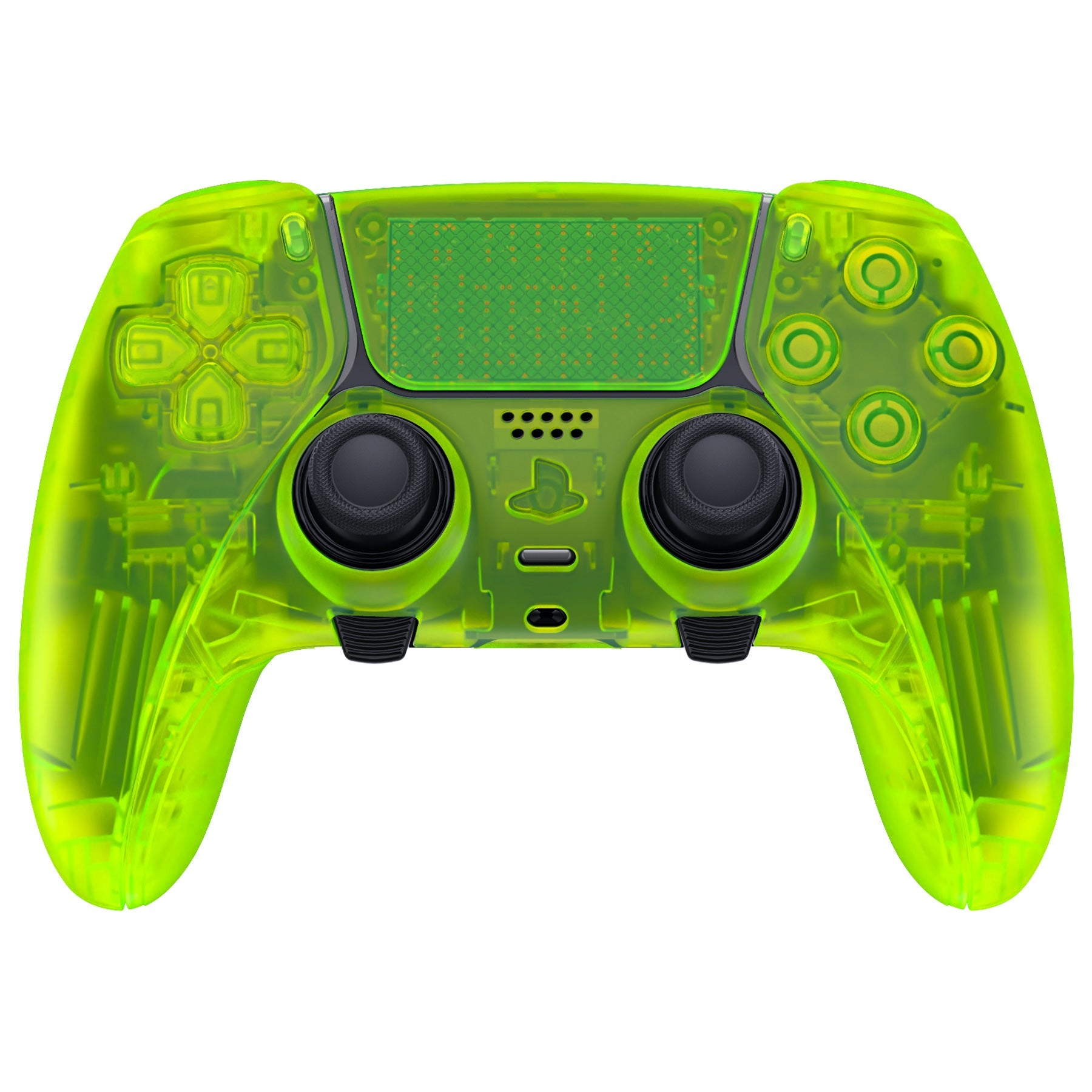 eXtremeRate Replacement Full Set Shells with Buttons Compatible with PS5 Edge Controller - Clear Lime Green eXtremeRate