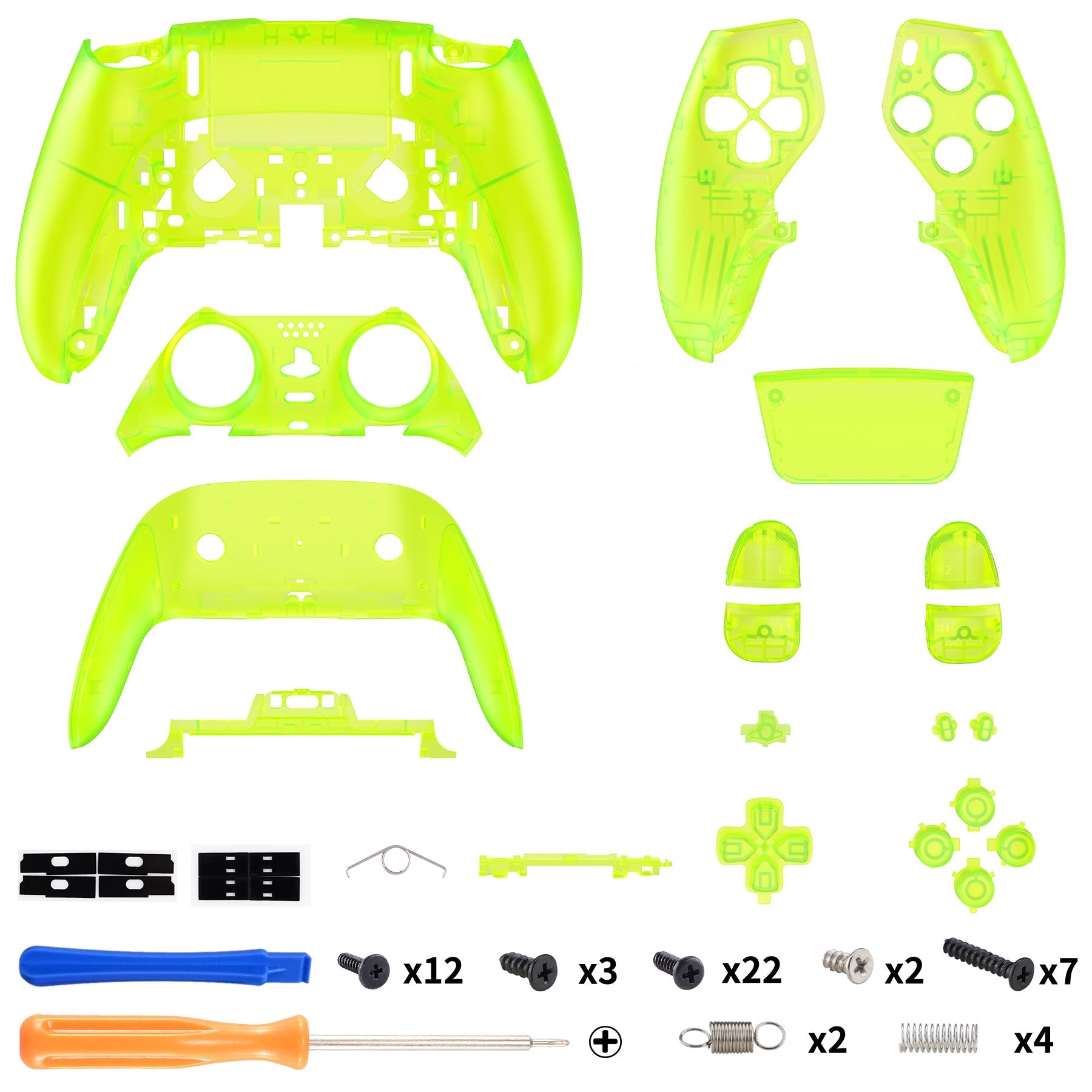 eXtremeRate Replacement Full Set Shells with Buttons Compatible with PS5 Edge Controller - Clear Lime Green eXtremeRate