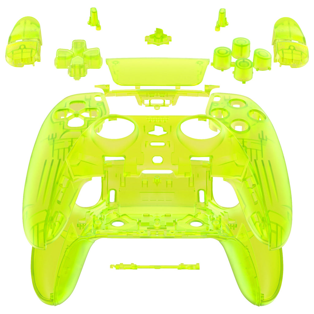 eXtremeRate Replacement Full Set Shells with Buttons Compatible with PS5 Edge Controller - Clear Lime Green eXtremeRate