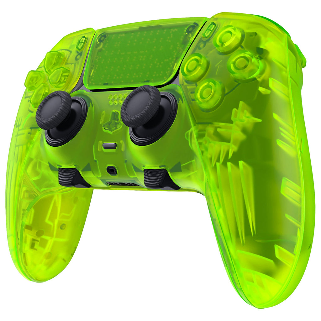 eXtremeRate Replacement Full Set Shells with Buttons Compatible with PS5 Edge Controller - Clear Lime Green eXtremeRate