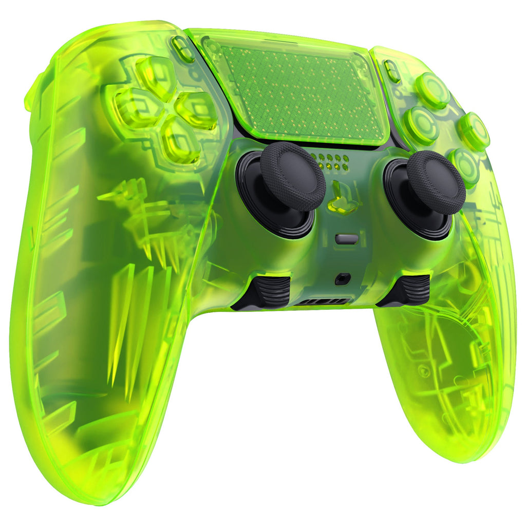 eXtremeRate Replacement Full Set Shells with Buttons Compatible with PS5 Edge Controller - Clear Lime Green eXtremeRate