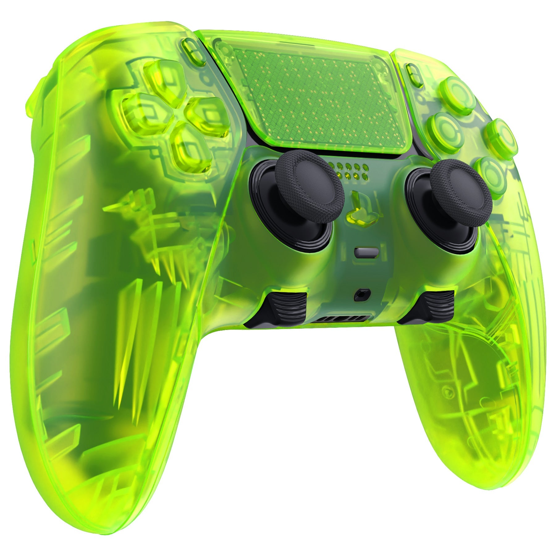 eXtremeRate Replacement Full Set Shells with Buttons Compatible with PS5 Edge Controller - Clear Lime Green eXtremeRate