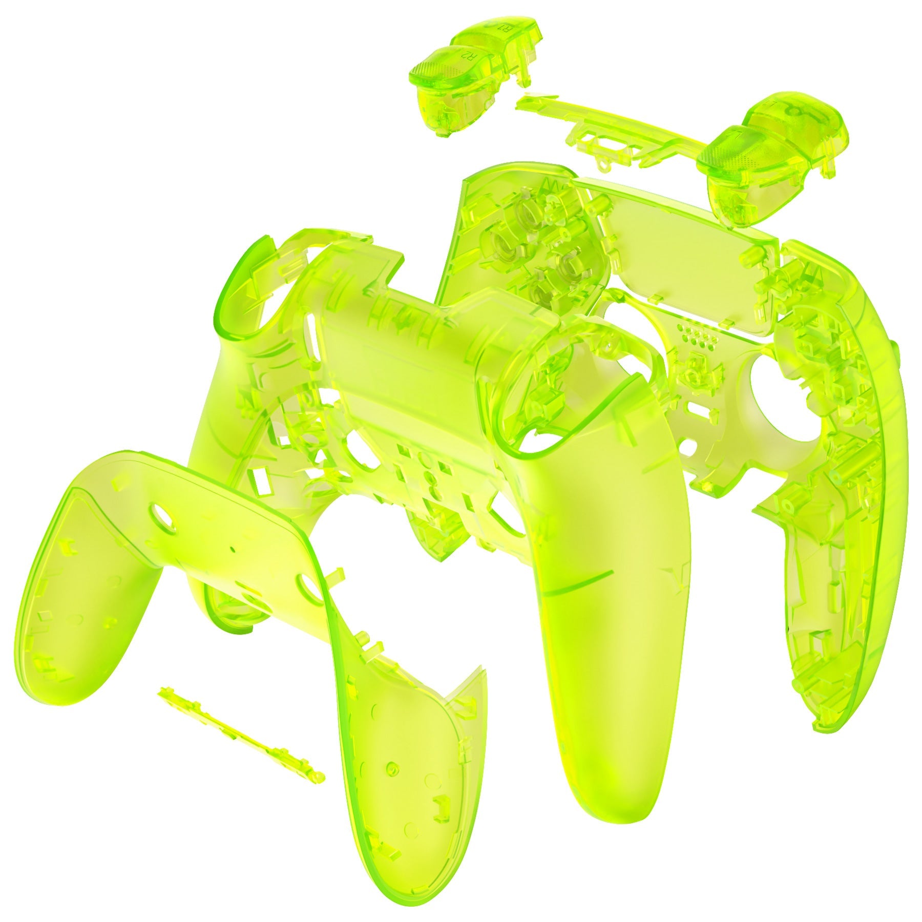 eXtremeRate Replacement Full Set Shells with Buttons Compatible with PS5 Edge Controller - Clear Lime Green eXtremeRate