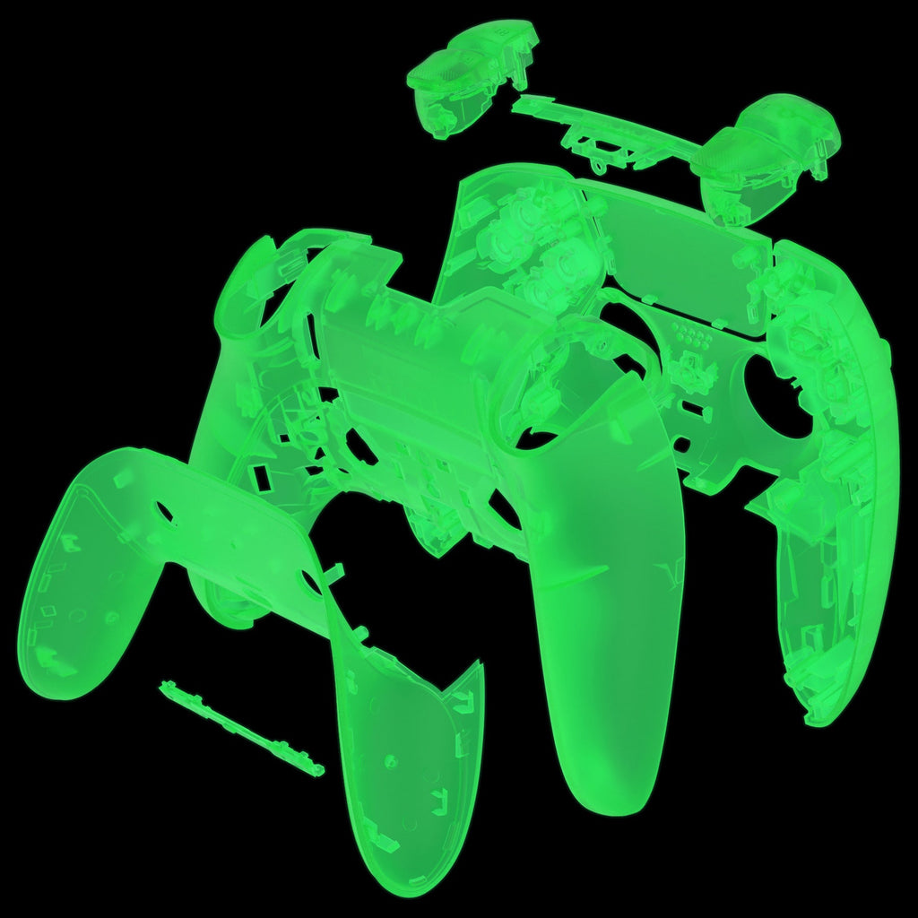 eXtremeRate Replacement Full Set Shells with Buttons Compatible with PS5 Edge Controller - Glow in Dark - Green eXtremeRate