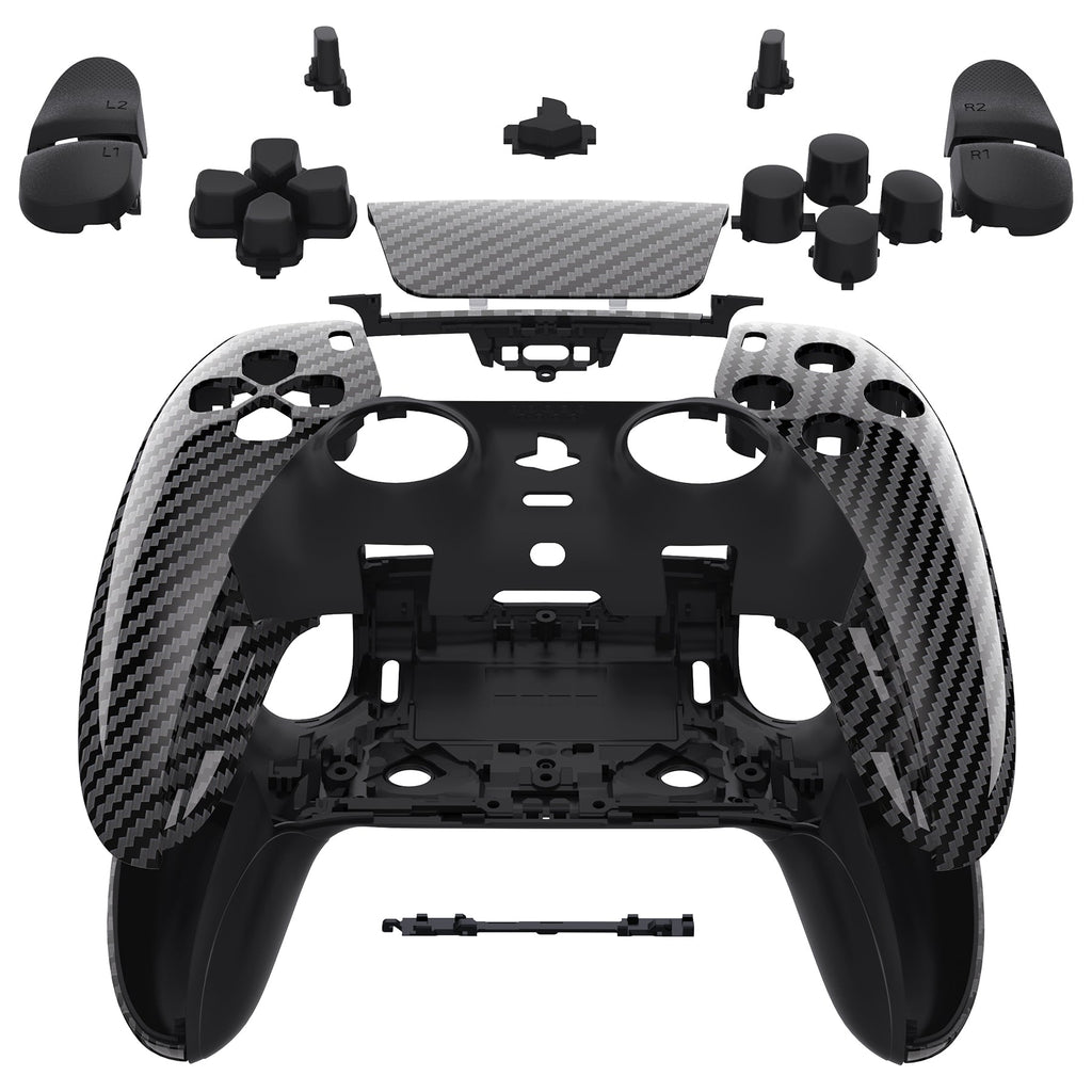 eXtremeRate Replacement Full Set Shells with Buttons Compatible with PS5 Edge Controller - Graphite Carbon Fiber eXtremeRate
